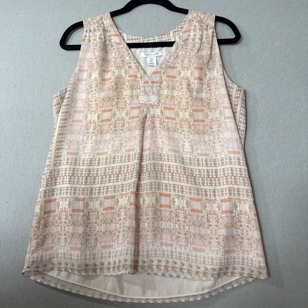 Tabitha Webb Women’s Tank Top Cream Pink Gold Floral Geometric Print Small